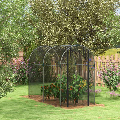Outsunny Galvanised Steel Fruit Cage, Plant Protection Tent with Zipped Door, 1.2 x 2.4 x 1.9m, Black 