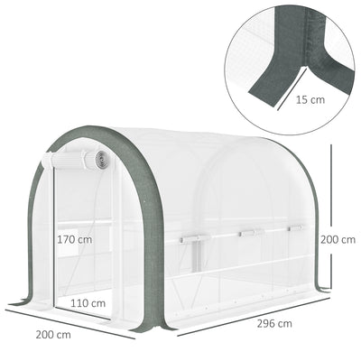 Outsunny 3 x 2(m) Walk-In Tunnel Greenhouse, with Accessories - White 