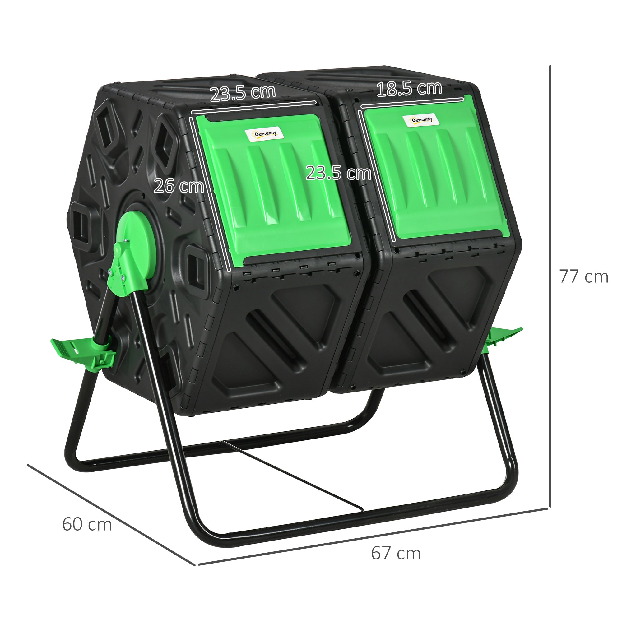 Outsunny 130L Double Chamber Composter - Black