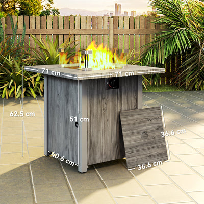 Outsunny 50,000 BTU Gas Fire Pit Table, with Cover - Dark Grey 