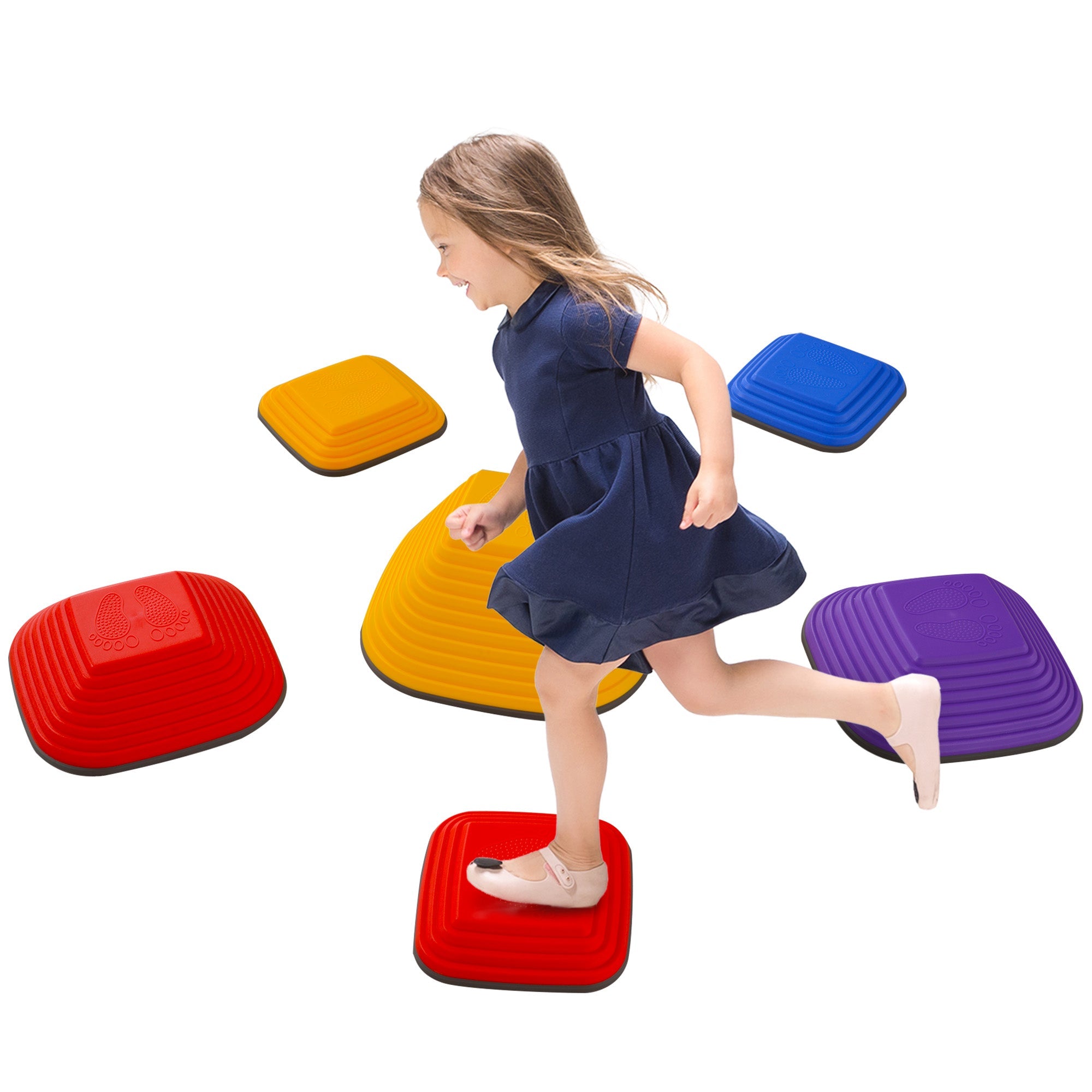 AIYAPLAY Balance Stepping Stones for Kids, 6-Piece Non-Slip Stackable River Stones, Obstacle Courses for Balance and Motor Skill 
