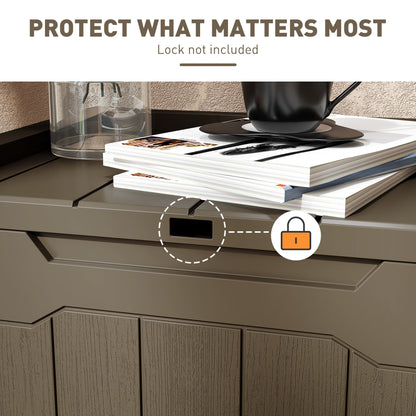 HOMCOM 107 L Plastic Storage Chest with Lid - Dark Brown 