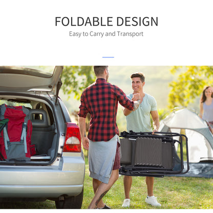 Outsunny Zero Gravity Chair Set of 2, Metal Frame Texteline Armchair Outdoor Folding and Reclining Sun Lounger with Head Pillow for Patio Decking Gardens Camping, Grey