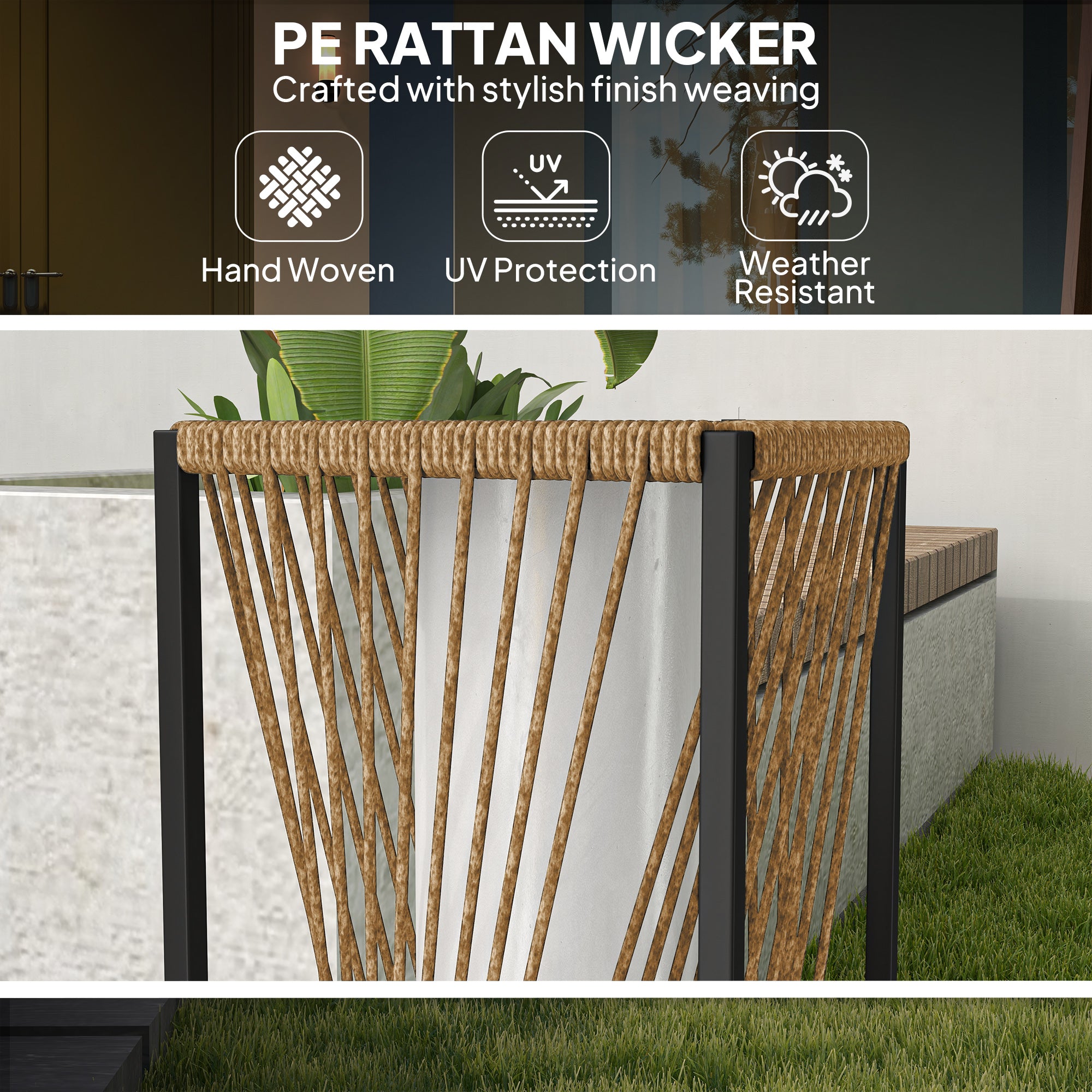 Outsunny Rattan Solar Garden Lights, Auto On/Off LED Floor Lamp, Sand Brown 