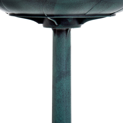 Outsunny Garden Bird Bath Outdoor Decrative Garden Feeder Stand with Scallop-like Pattern, Time-Worn Finish, 50cm, Green 