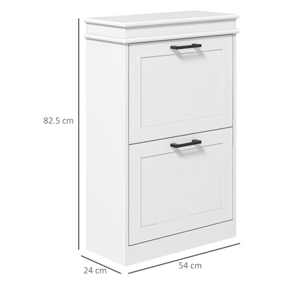 HOMCOM Two-Drawer Minimalistic Shoe Storage Cabinet, for 10 Shoes 