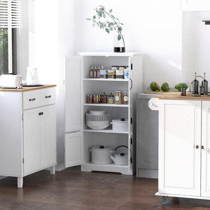 HOMCOM Accent Floor Storage Cabinet Kitchen Cupboard with Adjustable Shelves and 2 Lower Doors, White 