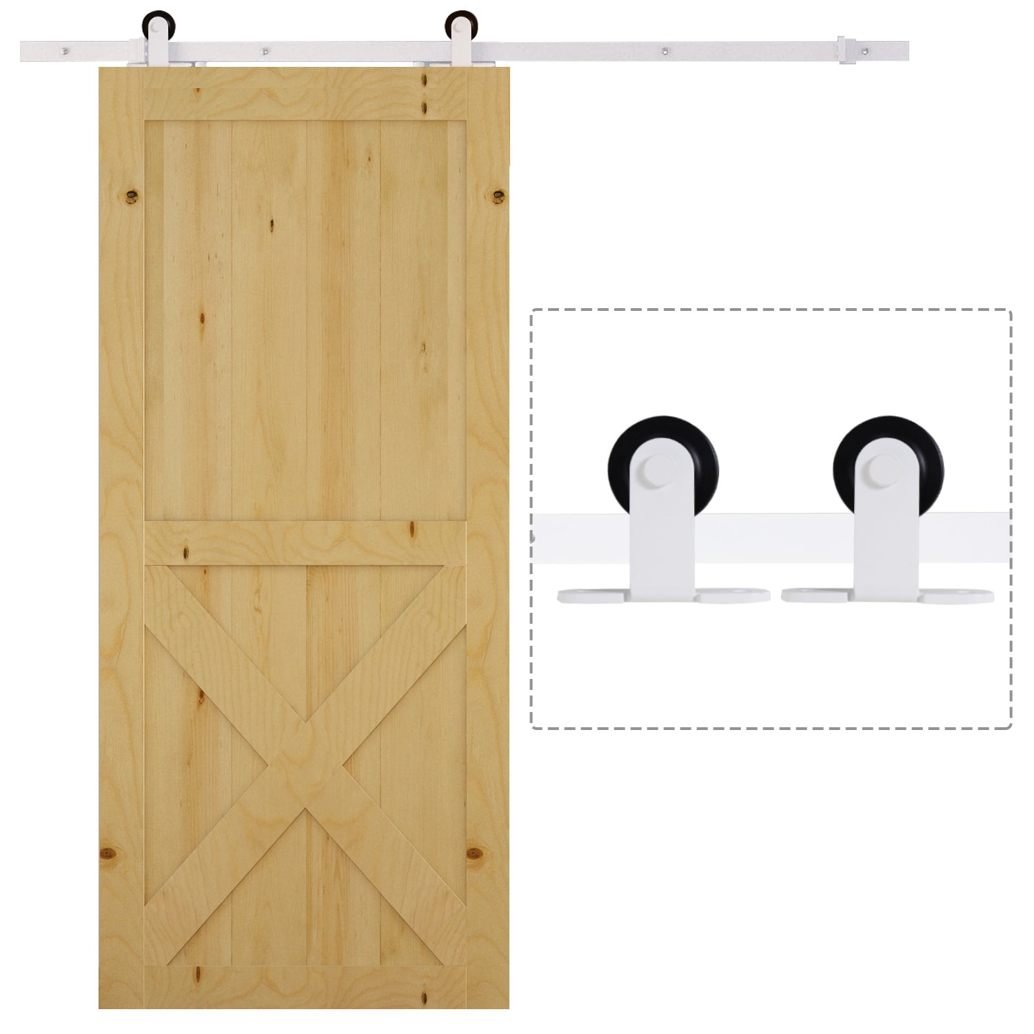 HOMCOM 6FT Rustic Interior Sliding Barn Door Mounting Hardware Kit - White 
