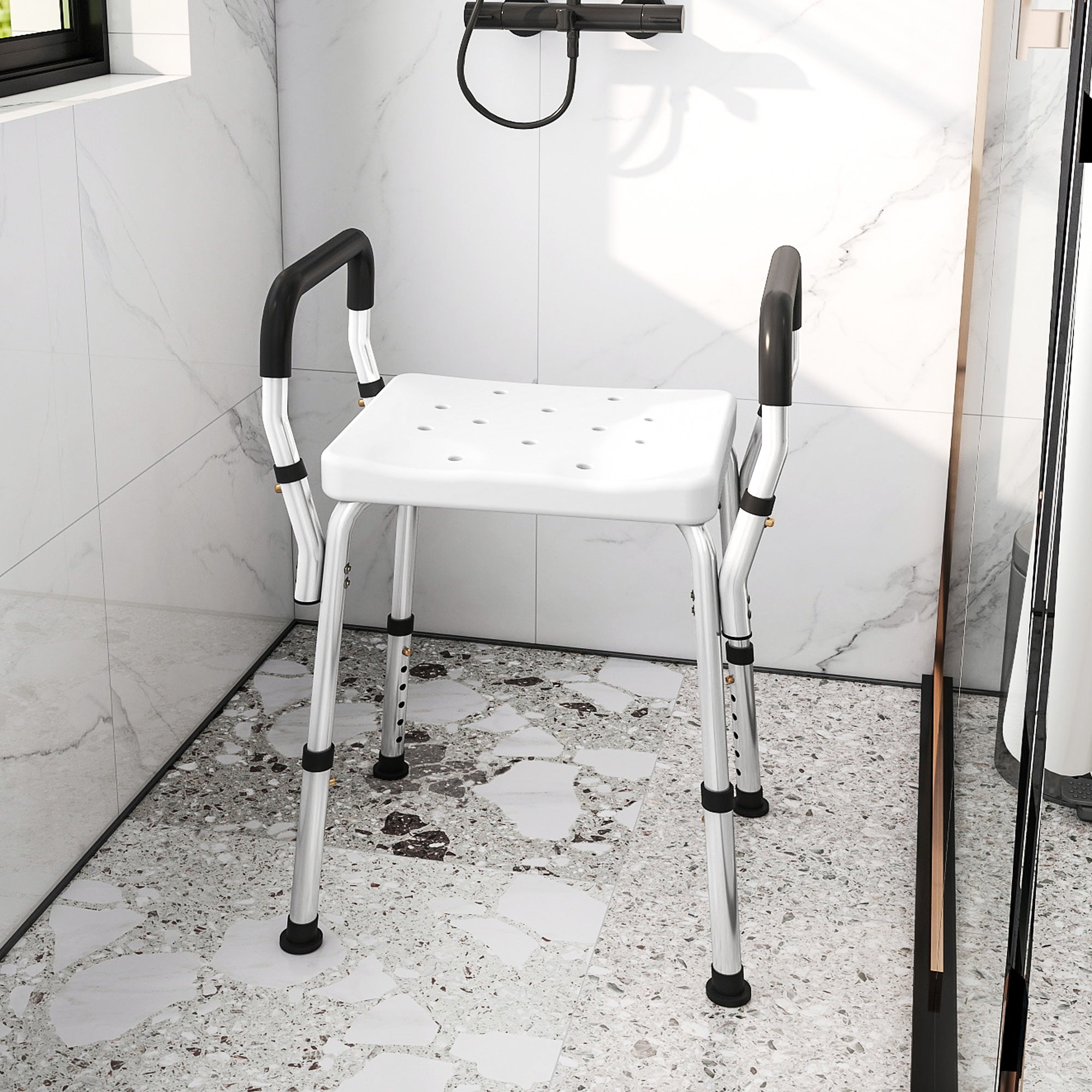 HOMCOM 57-69cm Aluminium Frame Bath Seat 