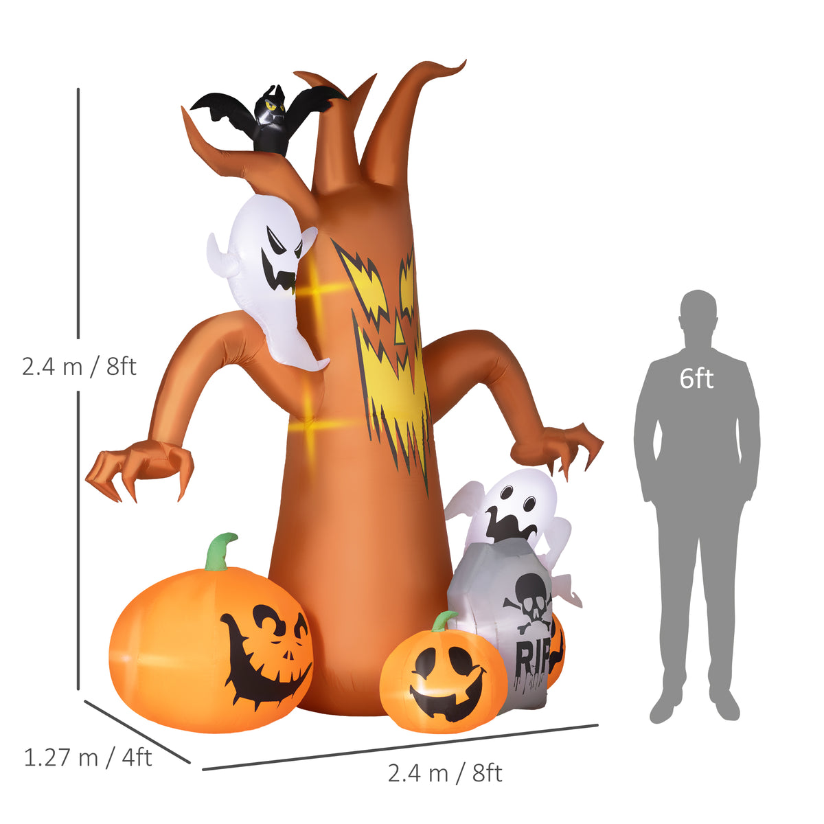 Outsunny 7.9ft Light-Up Halloween Tree Inflatable 