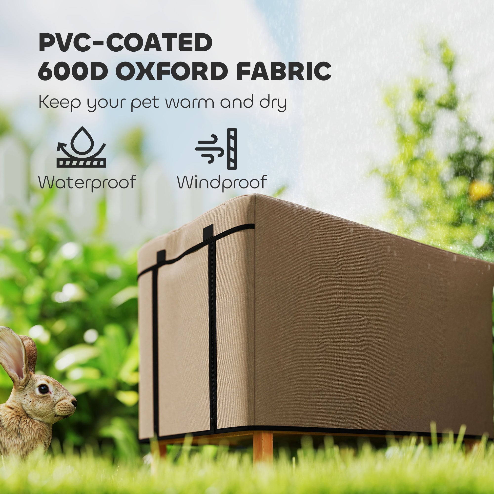 PawHut Waterproof Rabbit Hutch Cover for X-D2-0047 and Similar Model Rabbit Hutch, 43 x 52 x 37 cm, Brown 