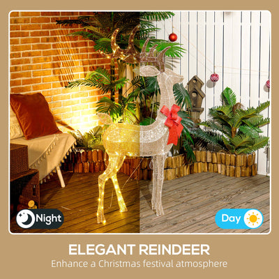 Outsunny Lighted Reindeer Christmas Decoration, Light Up Christmas Deer with 137 LED Lights for Indoor, Outdoor, Garden, Lawn, Gold Tone 