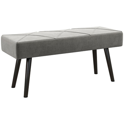 HOMCOM End of Bed Bench with X-Shape Design and Steel Legs, Upholstered Hallway Bench for Bedroom, Grey 