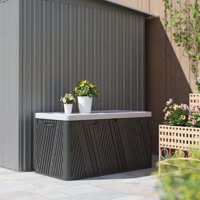 Outsunny 380L Waterproof Outdoor Storage Box, with Lockable Lid - Black 