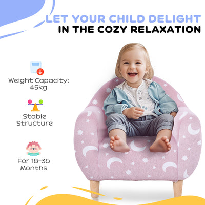 AIYAPLAY Kids Armchair, Glow in the Dark Chair with Star Design for Bedroom, Playroom, Kids Room, Pink 