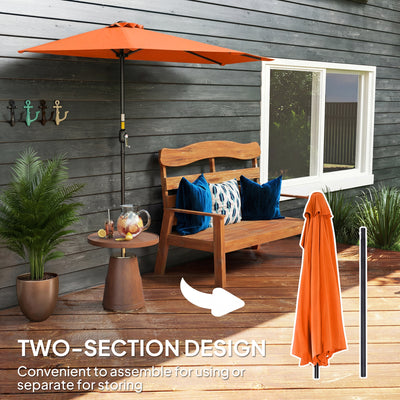 Outsunny Half Round Parasol Umbrella - Orange 