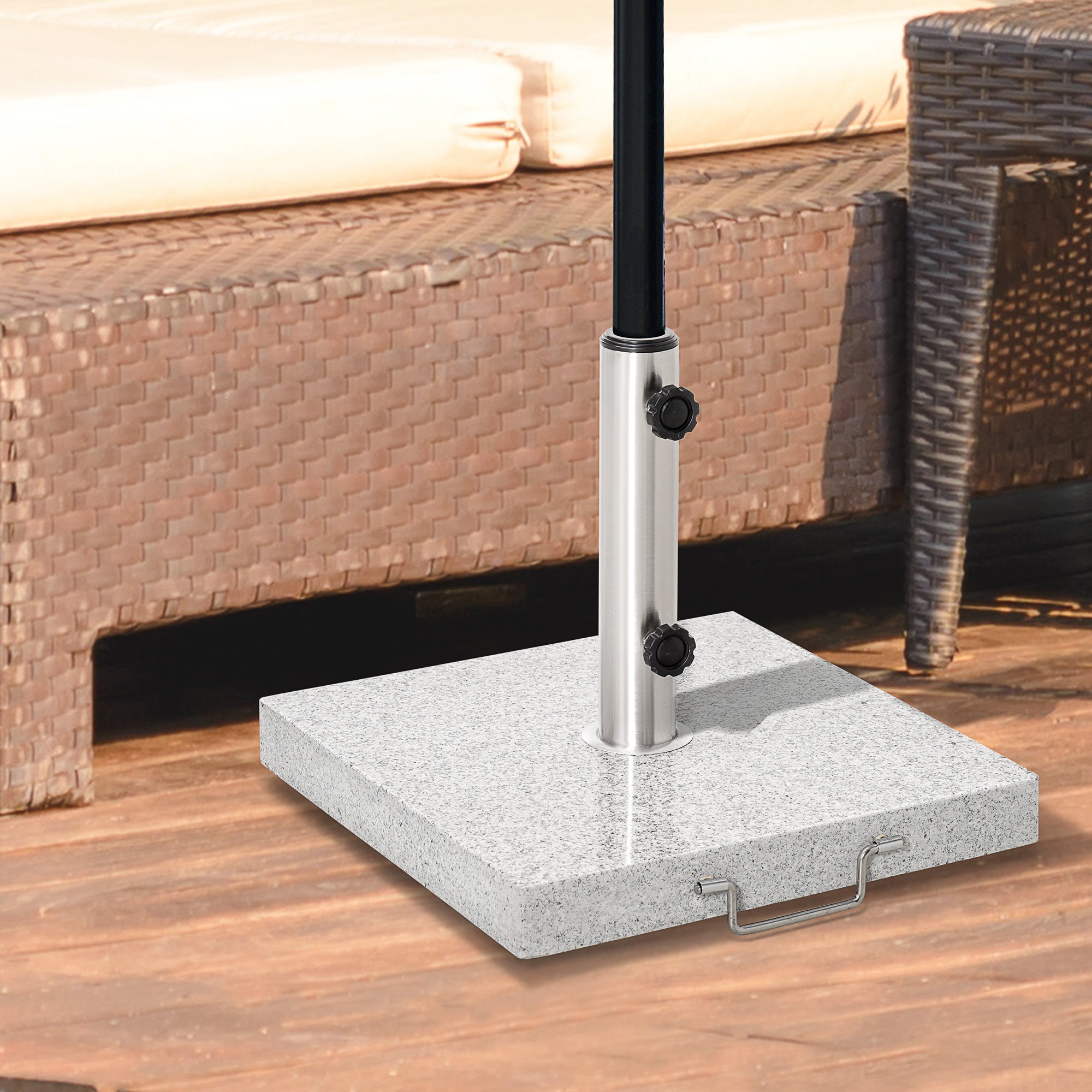 Outsunny 25kg Garden Umbrella Base Durable Parasol Holder Patio Furniture Outdoor Sunshade Marble Stand 
