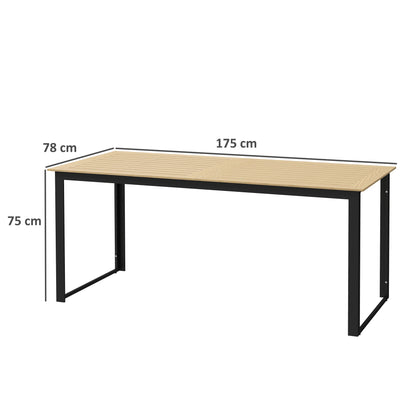 Outsunny Garden Dining Table, 175 x 78 x 75 cm Rectangle Outdoor Table for 6 People with Slatted Table Top, Metal Frame, for Balcony, Deck, Teak 