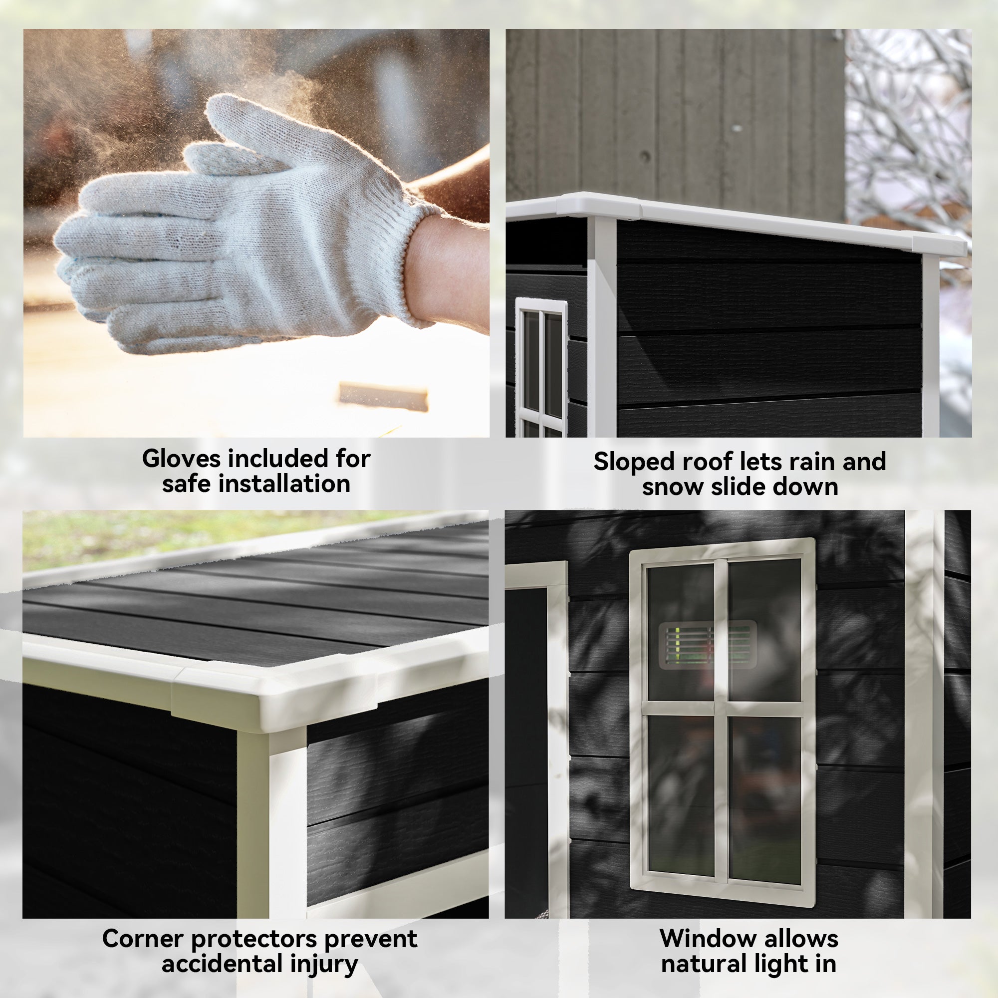 Outsunny 5' x 3' Garden Shed with Floor, Outdoor Storage Shed with Lockable Door, Window and Vent, Black 