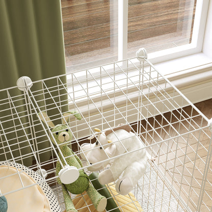 PawHut DIY 36 Panel Pet Playpen Metal Wire Fence for Chinchilla, Hedgehog, Bunny, Indoor, Outdoor Use, White