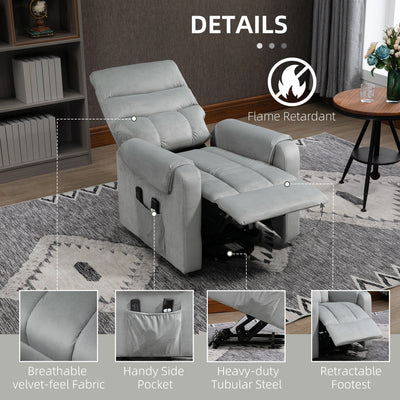 HOMCOM Vibration Massage Rise and Recliner Chair, Electric Power Lift Recliner with Remote Control and Side Pockets, Grey 