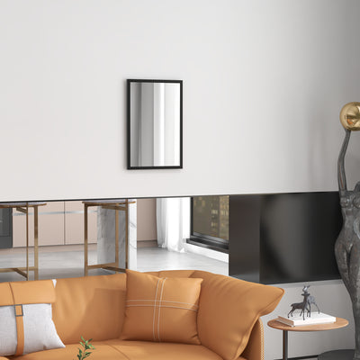 HOMCOM Wall Bathroom Mirror, 60 x 40 cm Wall-Mounted Mirror for Living Room, Bedroom, Hallway, Black 