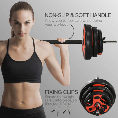 SPORTNOW 20kg Adjustable Barbell Weights Set for Home Gym, Strength Training 