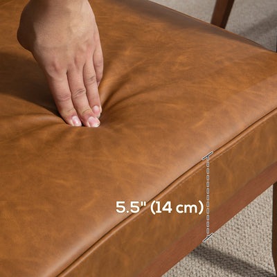 HOMCOM Retro-Style Accent Chair, with Faux Leather Seat - Brown 
