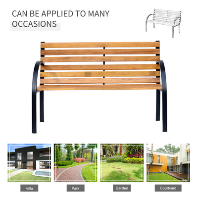 Outsunny Garden Bench, 122Lx60Wx80H cm-Steel/Wood 