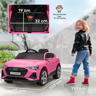 HOMCOM 12V Kids Electric Ride on, Electric Car for Kids with Parental Remote, Music, Lights, Suspension Wheels, Pink 