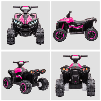 HOMCOM 12V Ride-On Quad Bike w/ Music, Horn, for Ages 3-5 Years - Pink 