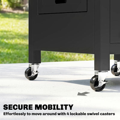 Outsunny Outdoor Grill Cart with Stainless Steel Tabletop, BBQ Table with a Cabinet, Towel Holder, Bottle Opener, Black 