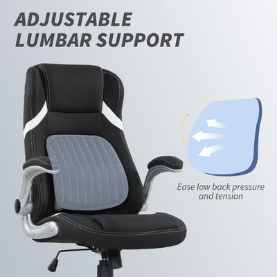 Vinsetto Linen-Look Office Chair, with Adjustable Height and Tension - Black 