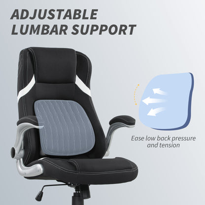 Vinsetto Linen-Look Office Chair, with Adjustable Height and Tension - Black