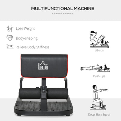 HOMCOM Squat Machine with Push Up Stand, Padded Hip Thrust Bench with Adjustable Cushion for Home Gym Work Out, Black 