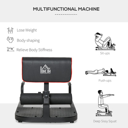 HOMCOM Squat Machine with Push Up Stand, Padded Hip Thrust Bench with Adjustable Cushion for Home Gym Work Out, Black 
