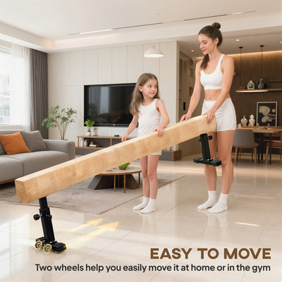 HOMCOM 7.5ft Adjustable Balance Beam, Gymnastics Beam with Wheels, Gymnastics Equipment for 6+ Years Old Training 