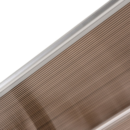 Outsunny Curved Window Door Canopy Aluminium Rigid Plastic Polycarbonate Fixed Outdoor Awning Modern Design UV Water Rain Resist 100 x 75cm Brown 