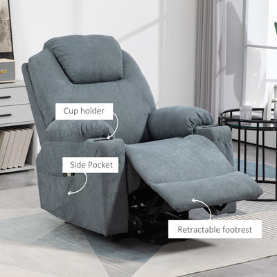 HOMCOM Lift-And-Recline Massage Armchair, with Heat - Grey 
