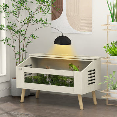 PawHut 140L Vivarium for Snakes, Lizards, Horned Frogs, Chameleons, Hamsters, Gerbils with Tempered Glass Windows 