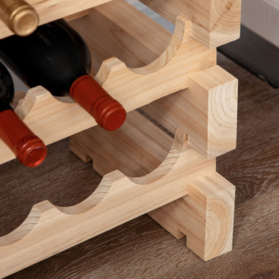 HOMCOM Three-Tier, 36 Bottle Wooden Wine Rack - Natural 