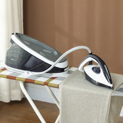 HOMCOM Steam Generator Iron with ECO Mode, Self-Cleaning, Powerful Vertical Steam, Automatic Shut-Off, Ceramic Non-stick Soleplate, Large 1.5L Detachable Water Tank, 8 Bar, 2600W, Blue