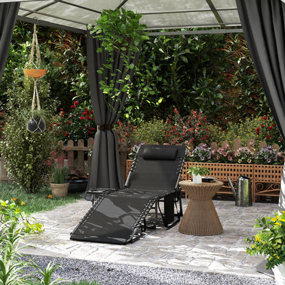 Outsunny Five-Position Reclining Sun Lounger - Black 