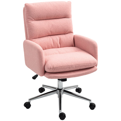 HOMCOM 91-99cm Sherpa Fleece Office Chair - Pink 