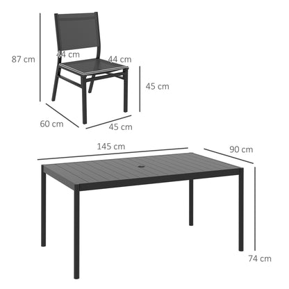 Outsunny Seven-Piece Steel Dining Set, with Aluminium-Top Table 