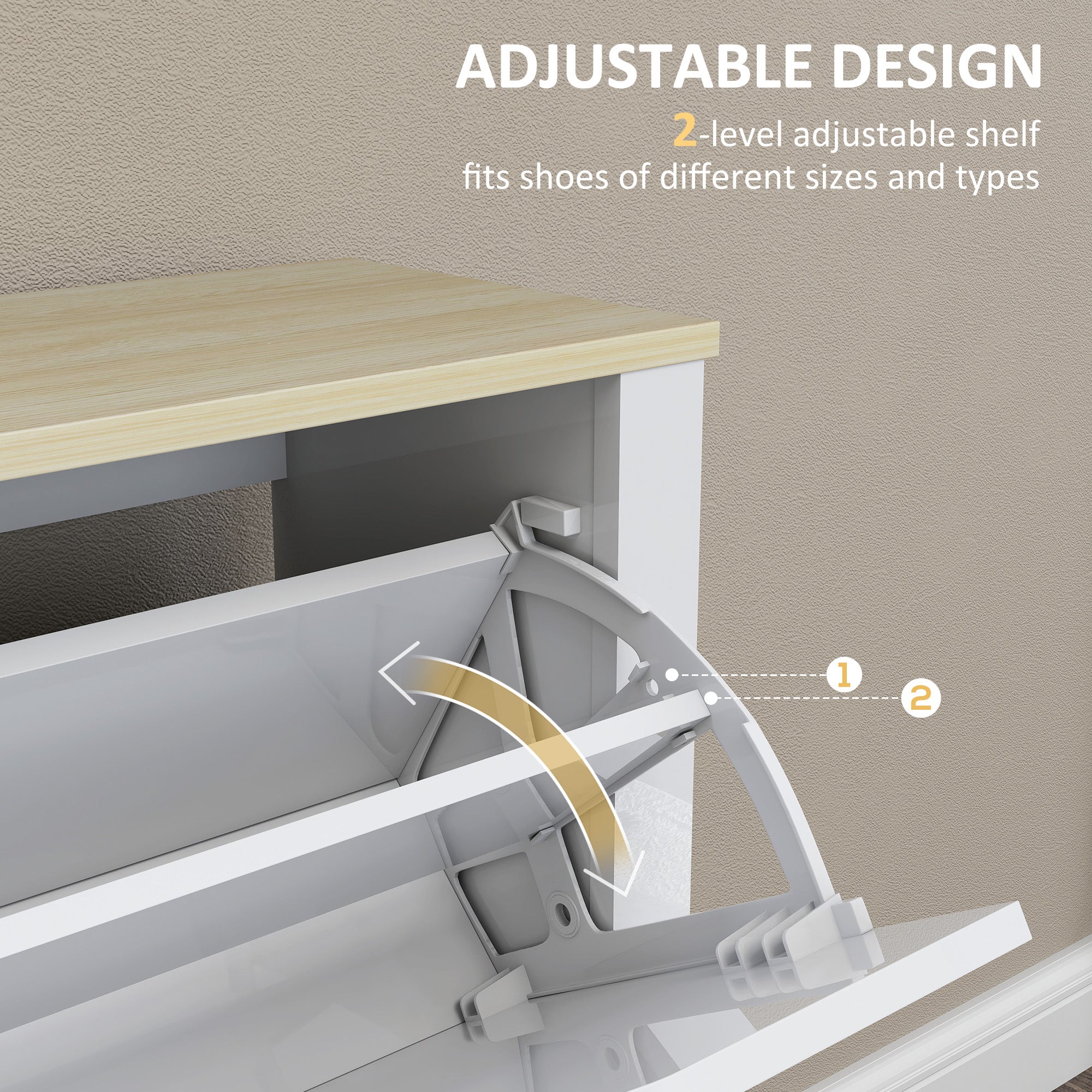 HOMCOM Slim Shoe Cabinet, Narrow Shoe Cupboard with 4 Flip Drawers, Adjustable Shelves for 16 Pairs of Shoes, White 
