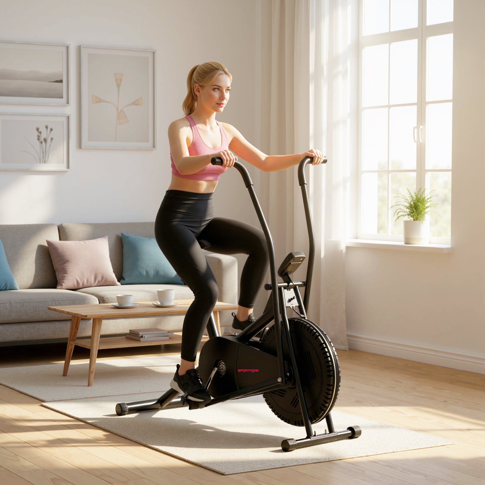 SPORTNOW Exercise Bike with Adjustable Seat, LCD Display for Home Gym 
