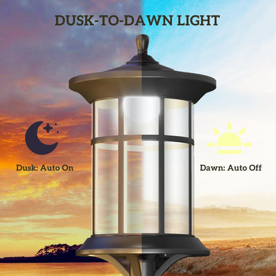 Outsunny Set of Two 1.8m Traditional Style Solar Lamp Posts - Black 