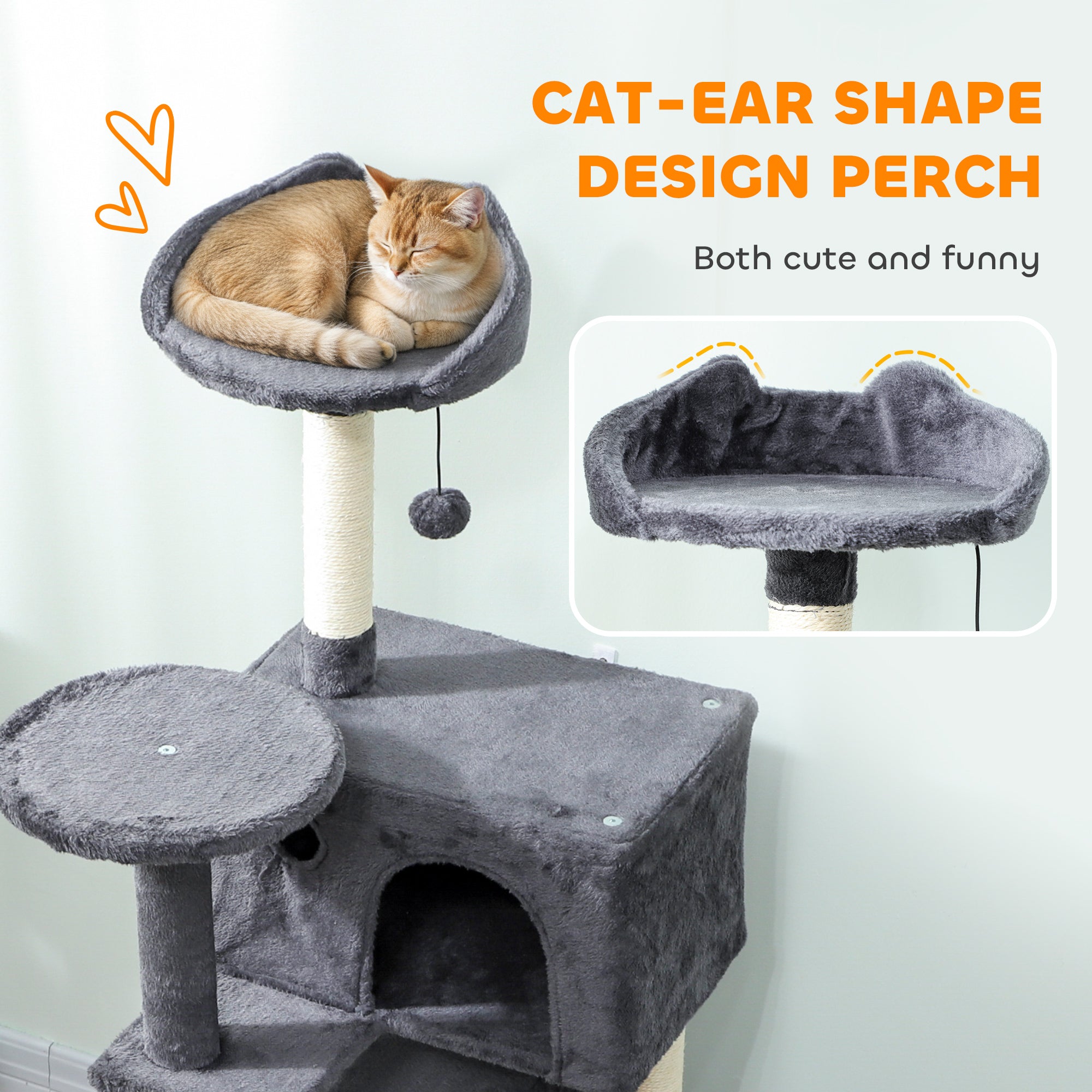 PawHut 160cm Large Cat Tree Tower with Sisal Scratching Posts, Condos, Plush Perches, Hammock, Ladder, Dark Grey 