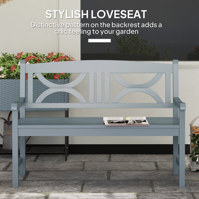 Outsunny 2-Seater Wooden Garden Bench Outdoor Patio Loveseat for Porch, Grey 